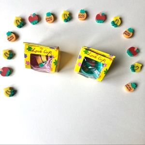 Set of brand new fruit shaped 🍎 🍍 mini erasers